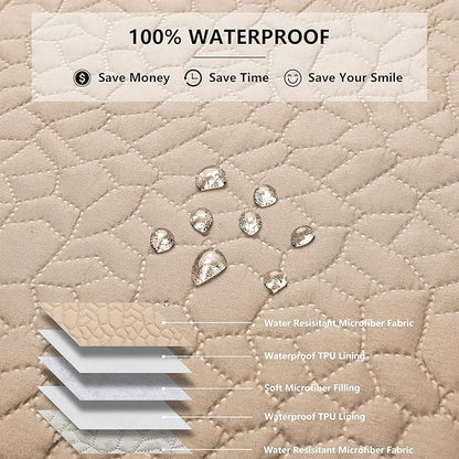 Waterproof Dog Blanket, Washable Anti-Slip Pet Couch Covers for Sofa,Pet Hair Resistant Blankets Bed Chair Furniture Couch Protector for Dogs-82x82,Beige