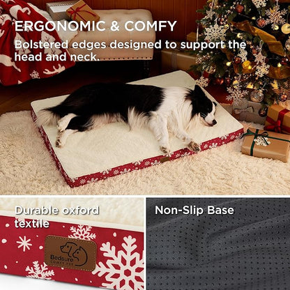Bedsure Large Dog Bed for Large Dogs - Christmas Dog Bed, Orthopedic Waterproof Dog Beds with Removable Washable Cover