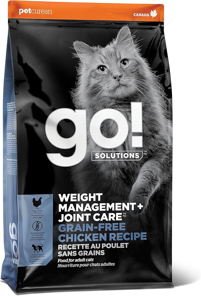 Go! Solutions Weight Management + Joint Care, Grain-Free Dry Cat Food, Chicken Recipe, 16 lb Bag
