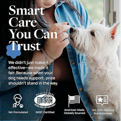 Veterinary Formula Eye Health Supplement for Dogs  Vet-Formulated Tear Stain Chews with Omega 3, Lutein & Cranberry  Smart Vitality Supports Eye Moisture, Stain Reduction & Immunity, 60 Soft Chews