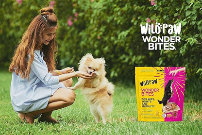 WildPaw WonderBites Hemp for HIPS, Joints, & Mobility -90 Soft Chews- Improves Mobility, Reduces Pain - Glucosamine, MSM, Hyaluronic Acid, Turmeric, & More – Joint Supplement for Dogs