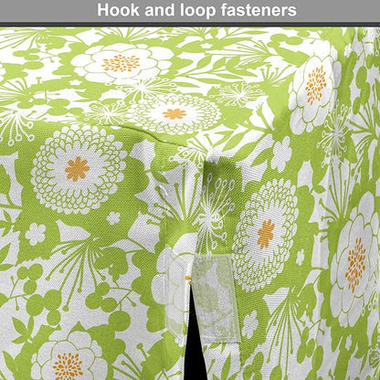 Ambesonne Botanical Dog Crate Cover, Abstract Pattern with Floral Details Spring Beauty Blossom, Easy to Use Pet Kennel Cover for Cats & Medium Dogs, 30 Inch, Apple Green Pale Orange