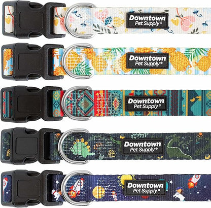 Downtown Pet Supply - Best, Cute & Fancy Dog Collar - Lightweight Adjustable Dog Collar with Quick Buckle & D-Ring - Hand Wash Safe - Pineapple - M - Medium Dog Collar