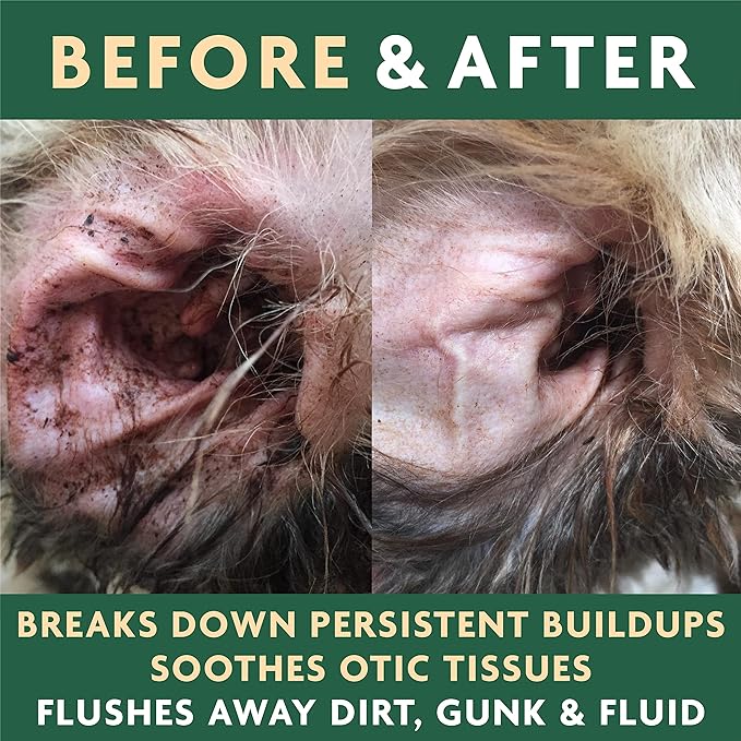 EcoEars Dog Ear Cleaner. Natural Multi-Action Formula. for Bad Discharge & Smell. Naturally Removes Foreign Matter and Cleanses The Most Difficult Ears. 100% Guaranteed