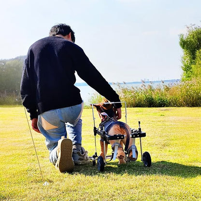 Dog Wheelchair,Lightweight Aluminum Frame with Handle,Extended Leg Straps,Includes Leash,Fits Pugs,French Bulldogs,and Schnauzersï¼_iddle Sizeï¼/Beagle,Corgi,and Cocker Spanielï¼_arge Sizeï¼