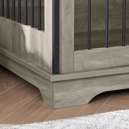 Dog Crate Furniture, Dog Crate Table with Sliding Barn Door, 35" Dog Kennel Furniture Heavy Duty Wood Crates for Small/Medium/Large Dogs Kennel Indoor Grey One Size