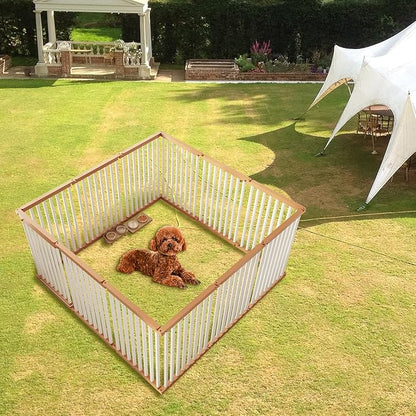 Dog Playpen Foldable Metal Pet Pen Fence Pet Door 10 Panels for Medium/Small Dogs, Indoor & Outdoor,Portable Pet Playpen for Camping, Yard and RV