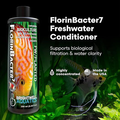 "Brightwell Aquatics FlorinBacter7 Freshwater Aquarium Water Conditioner for Biological Filtration Waste Breakdown Nutrient Control & Ecosystem Health, 125 ml"