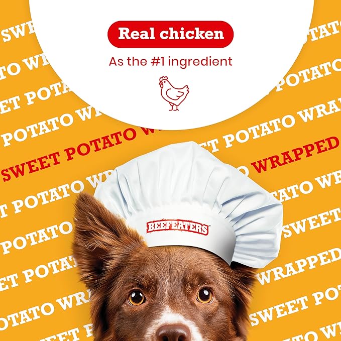 Beefeaters Dog Treats - Sweet Potato Wrapped with Chicken 2oz, Case of 12 | Dog Food No Corn/Wheat/Soy/Gluten | Low Fat, Grain-Free, Training & Rewards | Dog Training Treats for All Dog Sizes