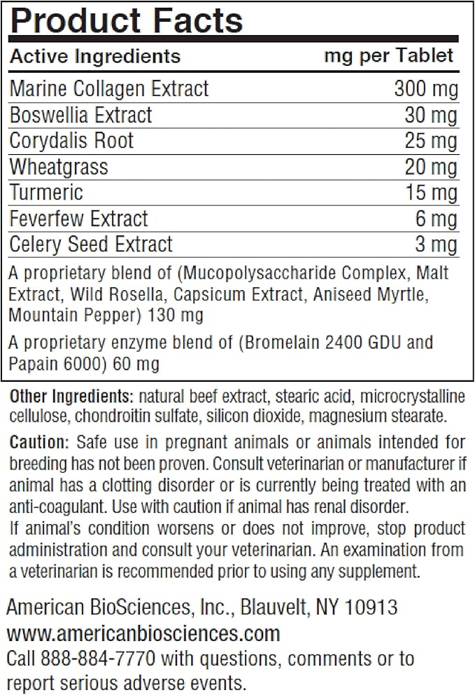 American BioSciences DGP, All-Natural Joint Supplement for Dogs - Joint Support with Turmeric, Boswellia Extract & More - Quick Effect for Pet Mobility Support - 120 Chewable Tablets (Pack of 2)