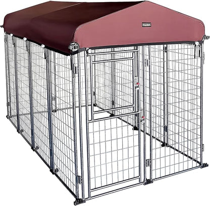 8'*4'*5' Dog Kennel Outdoor with Roof Cover for Large Dogs Heavy Duty Dog Fence Welded Wire Catio Retriever Dog Playpen