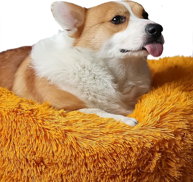 Pet Beds for Medium Dogs Calming Dog Bed 30 Inches Orange Dog Beds for Medium Dogs Washable Anti-Anxiety Dog Bed Medium Size Dog
