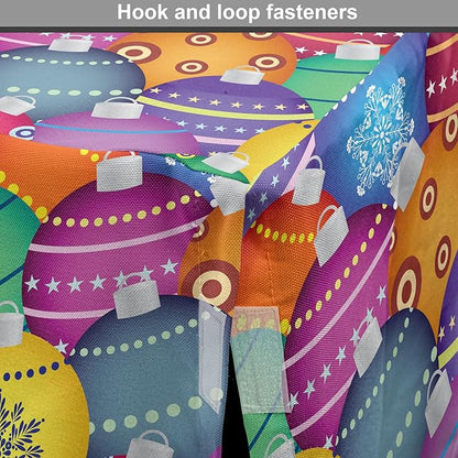 Ambesonne Christmas Dog Crate Cover, Colorful Christmas Balls Different Retro Patterns Holiday CelebratiTheme Print, Easy to Use Pet Kennel Cover Small Dogs Puppies Kittens, 22 Inch, Purple Multicolor