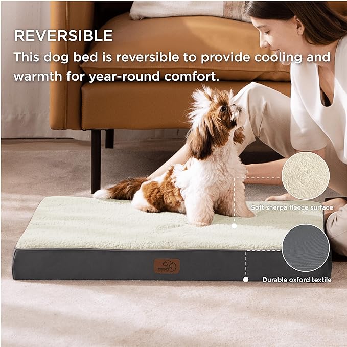 Bedsure Small Dog Bed for Small Dogs - Orthopedic Waterproof Dog Beds with Removable Washable Cover, Egg Crate Foam Pet Bed Mat, Suitable for Dogs Up to 20 lbs, Oxford Fabric Bottom