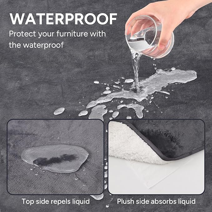 Waterproof Dog Blanket Bed Cover for Bed Couch Sofa, Liquid Pee Proof Pet Blanket Washable, Reversible Sherpa Fleece Blanket Furniture Protector for Medium Large Dogs Catsï¼_ray, 50"x 60"ï¼