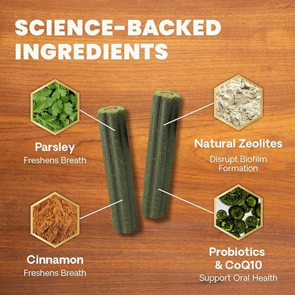 VetriScience Healthy Mouth Dental Chews, Perio Plus Sticks for Dogs, with Probiotics, Spirulina & Zeolites, Breath Freshening, Plaque & Tartar Control, Chicken, 30 Count