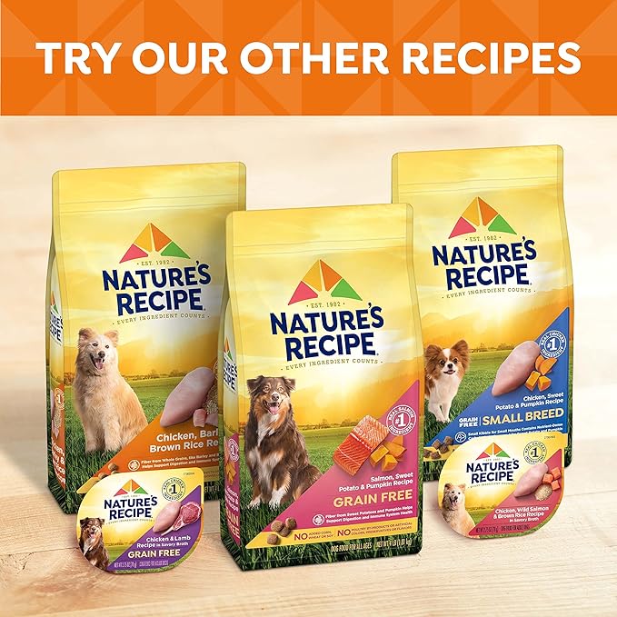 Nature_ Recipe Grain Free Chicken & Beef Recipe, Chicken & Turkey Recipe and Chicken & Lamb Recipe in Savory Broth Variety Pack Wet Dog Food, 12-2.75 oz. Cups, 2 Count