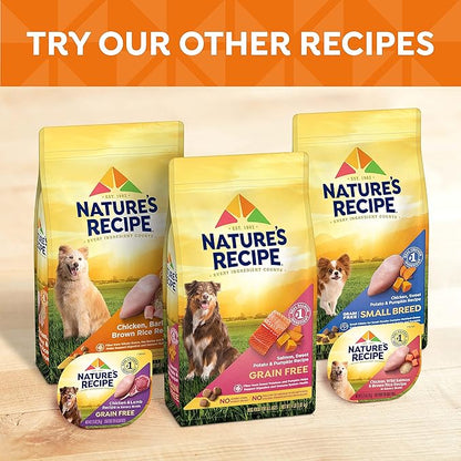 Nature_ Recipe Grain Free Chicken & Beef Recipe, Chicken & Turkey Recipe and Chicken & Lamb Recipe in Savory Broth Variety Pack Wet Dog Food, 12-2.75 oz. Cups, 2 Count