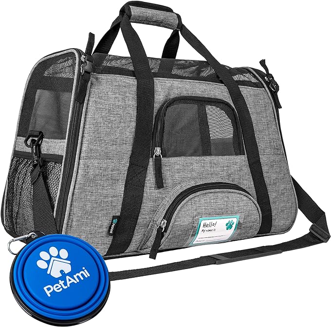 PetAmi Airline Approved Pet Carrier for Cat, Soft Sided Dog Carrier for Small Dog, Cat Travel Supplies Accessories Indoor Cat, Ventilated Pet Carrying Bag Medium Large Kitten Puppy, Large Heather Gray
