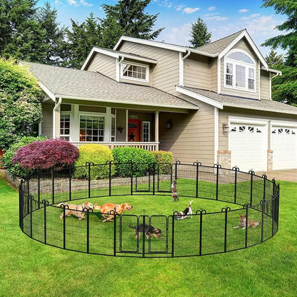 Dog Playpen Outdoor 32 Panels Heavy Duty Dog Fence 40" Height Anti-Rust with Doors Portable for RV Camping Yard, Total 72FT, 412 Sq.ft, Snowy Black