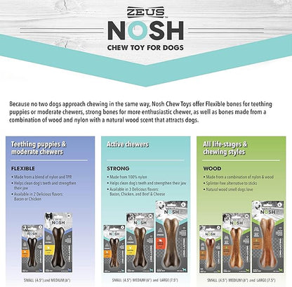 ZEUS Nosh Strong Dog Chew Bones, Dog Chew Toys for Aggressive Chewers, Long Lasting Chicken Flavor, Small