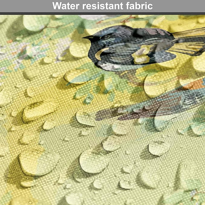 Ambesonne Bird Dog Crate Cover, Little Birds on Spring Branches in Watercolor Style Repetitive Pattern, Easy to Use Pet Kennel Cover for Medium Large Dogs, 42 Inch, Yellow and Multicolor