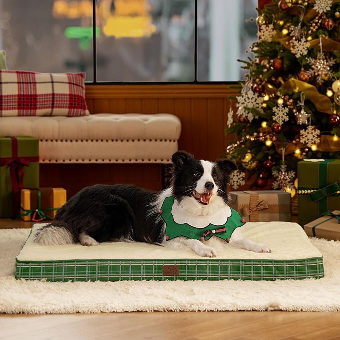 Bedsure Large Dog Bed for Large Dogs - Christmas Dog Bed, Orthopedic Waterproof Dog Beds with Removable Washable Cover