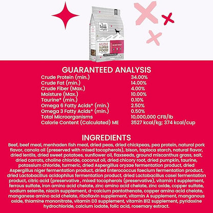 I and love and you Nude Super Food Dry Dog Food - Red Meat Medley - Prebiotic + Probiotic, Grain Free, Real Meat, No Fillers, 5lb Bag