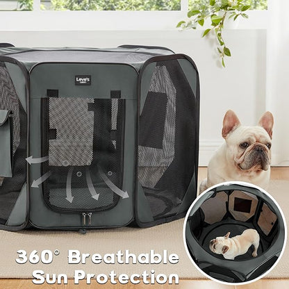 Love's cabin Pet Puppy Dog Playpen, Small Dog Tent Crates Cage Indoor/Outdoor, Portable Playpen for Cat, Foldable Pop Up Dog Kennel Playpen with Carring Case, Grey