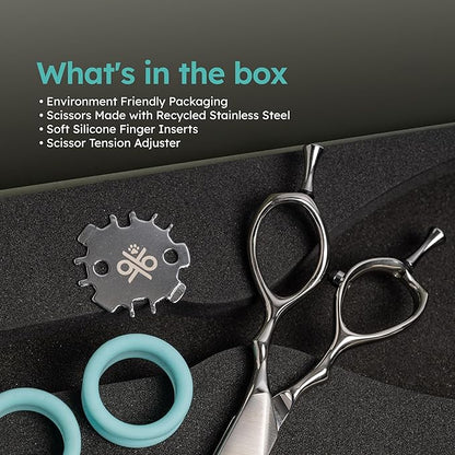 7" Curved Dog Grooming Scissors  Handcrafted, Ergonomic, VG10 Stainless Steel for Sharper, Tougher, Better Edge Retention, Lightweight Shears for Trimming Face and Paws.