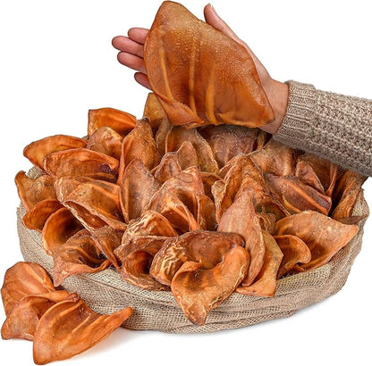 Healthy Whole Pig Ears (50 Count Pack of 1) | Natural Dog Treats | Rawhide Alternative Pigs Ears for Dogs | Single Ingredient Pig Ears Dogs Chews