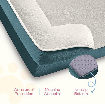 Orthopedic Sofa Dog Bed - Ultra Comfortable Dog Beds for Medium Dogs - Breathable & Waterproof Pet Bed- Egg Foam Sofa Bed with Extra Head and Neck Support - Removable Washable Cover & Nonslip Bottom.