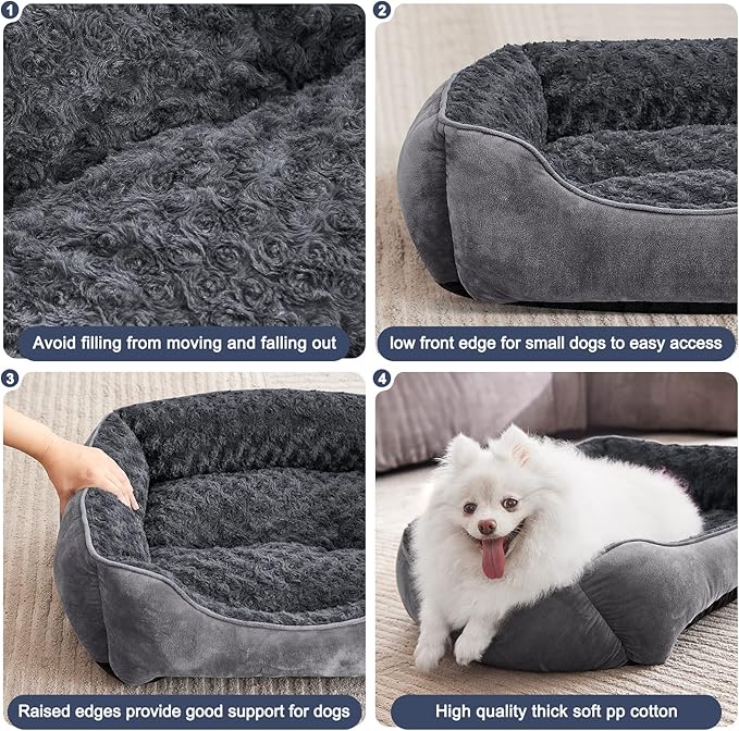 JOEJOY Rectangle Dog Bed for Large Medium Small Dogs - Washable Orthopedic Sofa Bed, Soft Breathable Puppy & Pet Cuddler, Durable Calming Dog Bed with Anti-Slip Bottom, Multiple Sizes, Dark Grey
