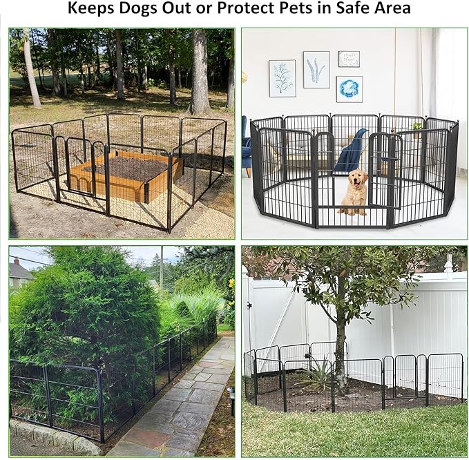 Decorative Garden Fence with Gate, 32in x55ft 24 Panels Metal Fence Panels Heavy Duty Dog Fencing Outdoor Fences for Yard, Rustproof Garden Fencing Flower Bed Edging for Patio Decor