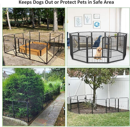 Decorative Garden Fence with Gate, 32in x96ft 42 Panels Metal Fence Panels Heavy Duty Dog Fencing Outdoor Fences for Yard, Rustproof Garden Fencing Flower Bed Edging for Patio Decor