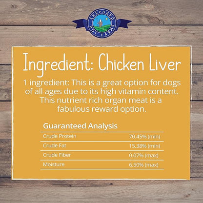 Freeze Dried Dog and Cat Treats, Chicken Liver, All Natural Single Ingredient Freeze-Dried Dog Treat & Dog Snacks, Made in USA, High Protein, Essential Nutrition Raw Dog Food, 8oz