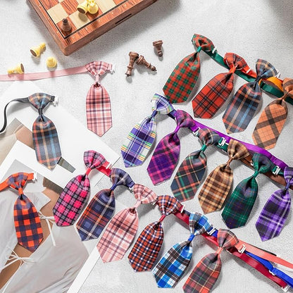 80 Pcs Dog Bows Dog Bow Ties for Small Dogs Assorted Pattern Dog Bowtie Dog Collar Bows Cat Bowtie Collar Dog Bowknot for Small Medium Puppy Pet Photography Festival Grooming Party (Plaid Tie)