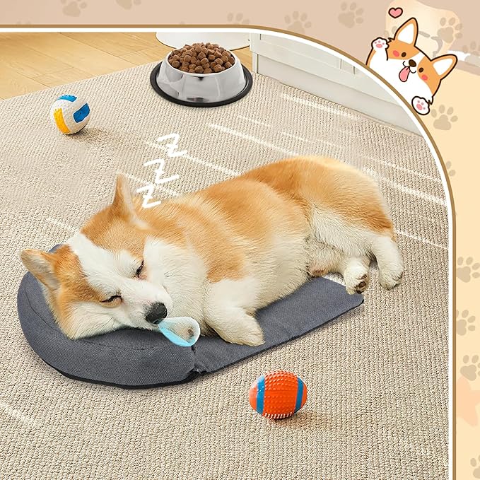 Dog Pillow Benefit for Cervical Vertebra/Neck -Dog Calming Pillow for Soothing Joints and Improving Sleep, Arched Dog Bed Pillow with Sponge Support, Washable for Small Medium Dogs, M