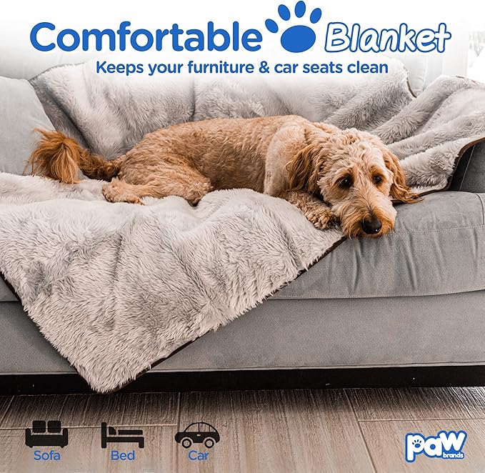 PupProtector Waterproof Throw Blanket for Dogs and Cats, Pet Blanket Cover for Couches, Sofas, Beds, Car Seats, Furniture, Calming Soft Faux Fur, Grey, Original (60" L x 50" W)
