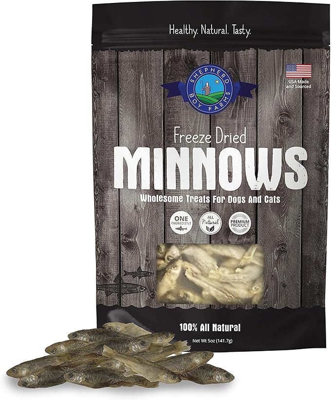 Freeze Dried Dog and Cat Treats, Minnows, All Natural Single Ingredient Freeze-Dried Dog Treat & Dog Snacks, Made in USA, High in Protein, Essential Nutrition of Raw Dog Food, 5oz