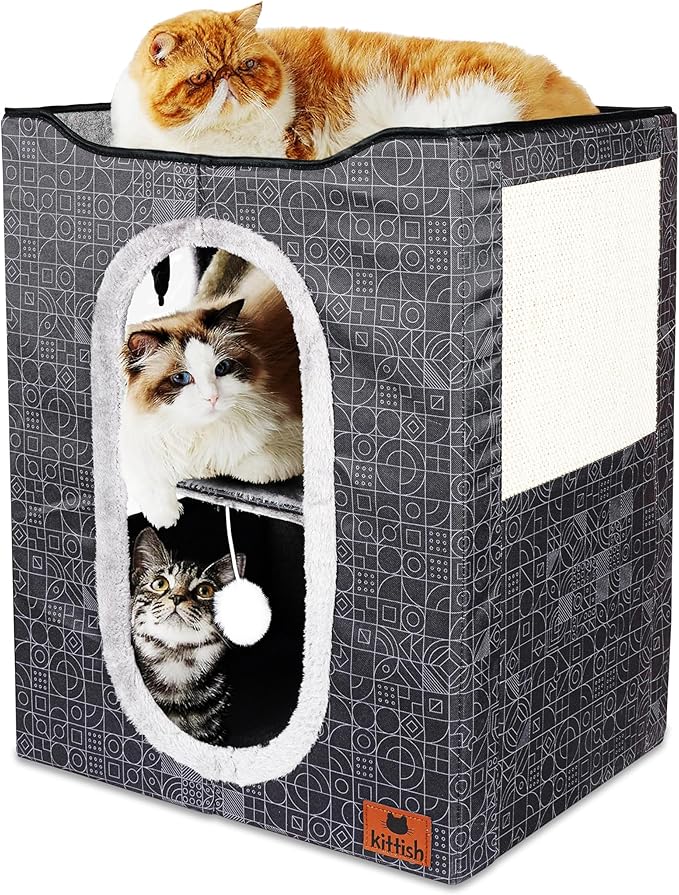 Cat Cave Bed  Cozy Cat House & Hideaway, Kitten Bed, Cat Cube, Large Cat Bed, Indoor Cat Houses & Condos