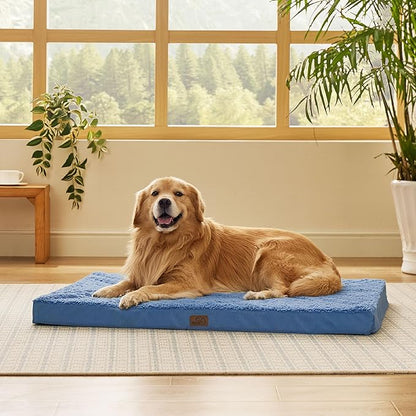 Bedsure XL Dog Bed for Large Dogs - Orthopedic Waterproof Dog Beds with Removable Washable Cover, Egg Foam Pet Bed Mat, Blue Wave