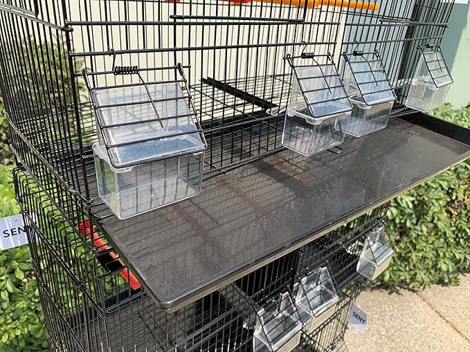 Seny Lot of 4 Stackable Breeding Bird Cage for Canary Finch Small Birds (Black)