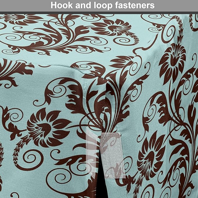 Ambesonne Art Nouveau Dog Crate Cover, Vintage Swirls Vibrant Foliage Damask Style Classic Renaissance, Easy to Use Pet Kennel Cover for Medium Large Dogs, 36 Inch, Seal Brown and Pale Blue