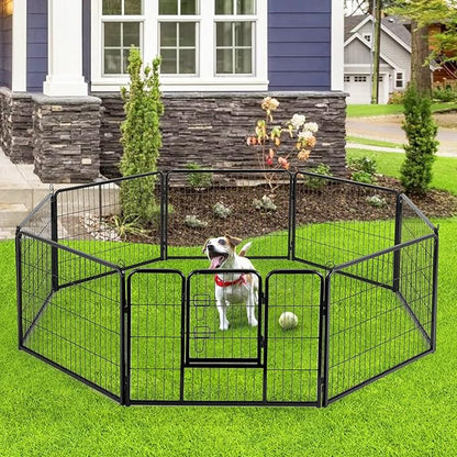 BestPet | Dog Playpen | 24 Inch, 8 Panels | Heavy Duty Metal Pet Exercise Pen | Indoor Outdoor Fence Panels | Rust-Resistant, Removable, Tool-Free Setup | Anti-Skid, Expandable Design