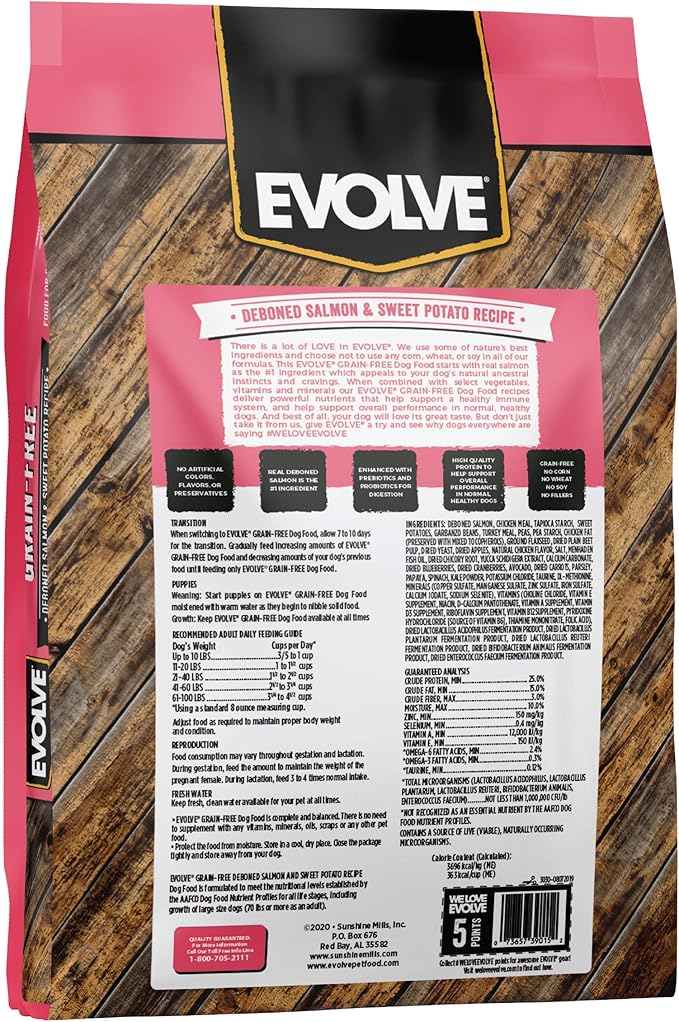 Evolve Grain Free Deboned Salmon & Sweet Potato Recipe Dog Food, 3.5 lb.