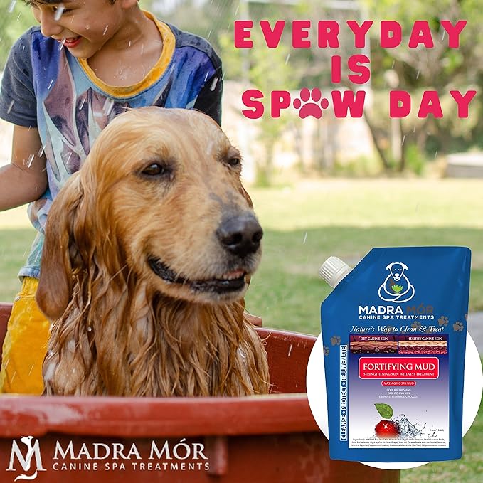Worldwide Nutrition Bundle: Madra Mor Fortifying Mud - Dog Essentials Mud Bath, Dog Grooming, Dry Skin for Dogs Treatment, Dog Coat Skin Care Products - 10oz Pouch & Multi-Purpose Key Chain