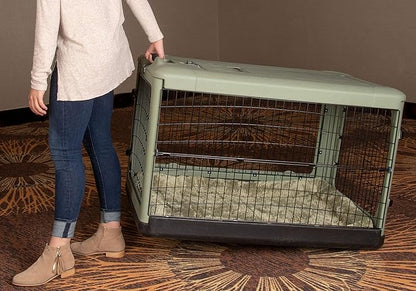 Pet Gear _he Other Door 4 Door Steel Crate for Dogs/Cats with Garage-Style Door, Includes Plush Bed + Travel Bag, No Tools Required, Willow