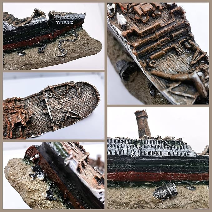 M2cbridge Antique Roman Column Ruins European Castle Aquarium Decorations Fish Tank Hideout Rocks(Titanic Shipwreck)