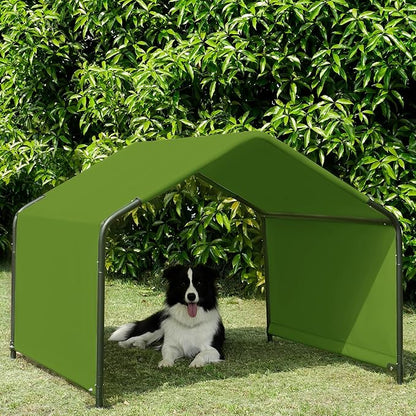 Dog Shade Shelter Outdoor Dark Green Tent for Large Medium Dogs, 4'x4'x3' Outside Sun Rain Canopy Pet House for Cats Pigs Livestock with Waterproof Roof Ground Nails